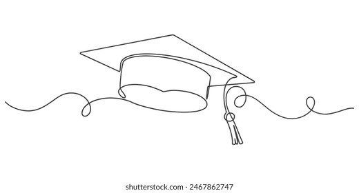 graduation cap line art vector illustration