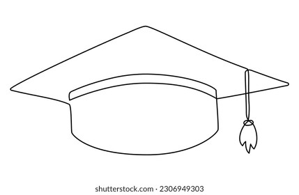 Línea de límite de graduación dibujada. Sombrero educativo. Ilustración vectorial aislada en blanco.