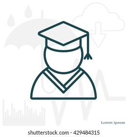 Graduation cap line icon