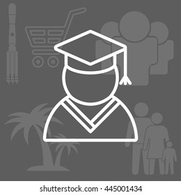 Graduation cap line icon