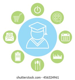 Graduation cap line icon