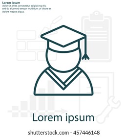 Graduation cap line icon
