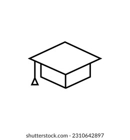 Graduation cap line icon, academic cap logo vector