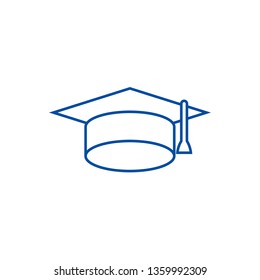 Graduation cap line icon concept. Graduation cap flat  vector symbol, sign, outline illustration.