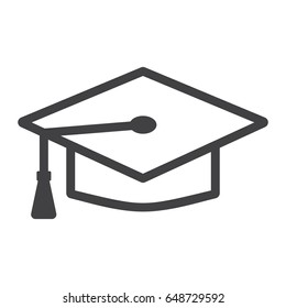 Graduation cap line icon, Education and knowledge, vector graphics, a linear pattern on a white background, eps 10.