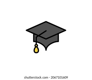 Graduation cap line icon. High quality outline symbol for web design or mobile app. Thin line sign for design logo. Color outline pictogram on white background