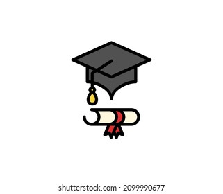 Graduation cap line icon. High quality outline symbol for web design or mobile app. Thin line sign for design logo. Color outline pictogram on white background