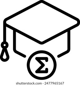 Vector de ilustración de icono de línea de tapa de graduación