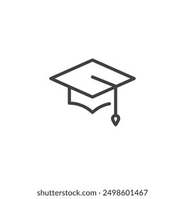 Graduation Cap line icon. linear style sign for mobile concept and web design. Graduation cap with a tassel outline vector icon. Symbol, logo illustration. Vector graphics