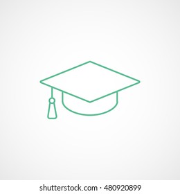 Graduation Cap Line Icon On Light Background