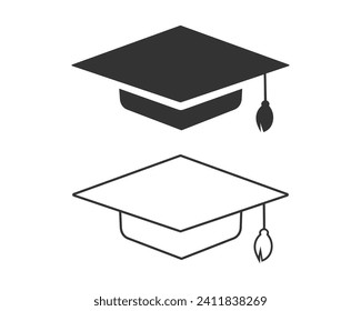 Graduation cap line Icon set in trendy flat style isolated. Education symbol for your web design, logo, UI. Vector illustration