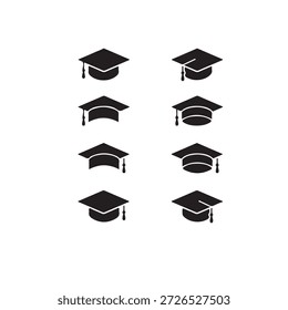 Conjunto de iconos de línea de tapa de graduación