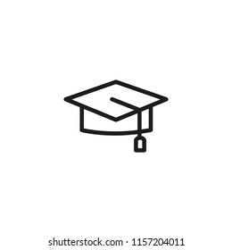 Graduation cap line icon. Tassel, hat, success. Education concept. Vector illustration can be used for topics like academic, achievement, diploma