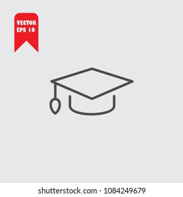 Graduation cap line icon vector