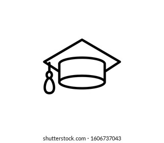 Graduations-Mütze-Symbol. Vektorillustration-Symbol im trendigen, flachen Stil auf weißem Hintergrund. Graduationskappe für Design.