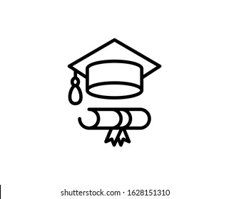 Graduation cap line icon. Vector symbol in trendy flat style on white background. Graduation cap sing for design.