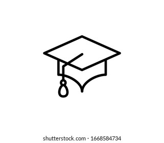 Graduation cap line icon. Vector symbol in trendy flat style on white background. Graduation cap sing for design.