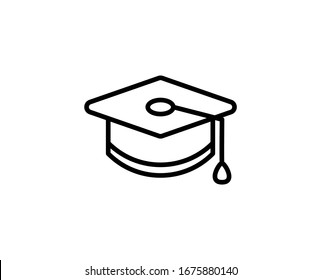 Graduation cap line icon. Vector symbol in trendy flat style on white background. Graduation cap sing for design.