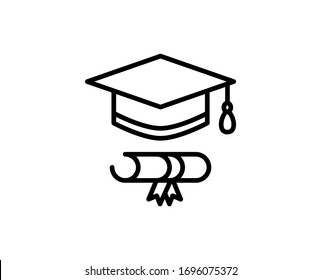 Graduation cap line icon. Vector symbol in trendy flat style on white background. Graduation cap sing for design.