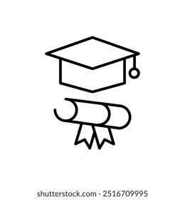Icono de línea de tope de graduación. Ilustración de estilo de moda negra plana de símbolo de Vector para Web y App.. eps