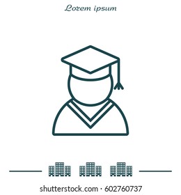 Graduation cap line icon. vector illustration