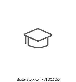Graduation cap line icon, Vector on white background