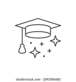 Graduation cap line outline icon