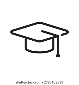 Graduation cap, linear icon. Academic achievement and success. Line with editable stroke.