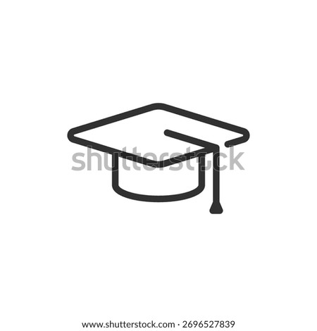 Graduation cap, linear icon. Academic achievement and success. Line with editable stroke.
