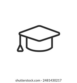 Graduation cap, linear style icon. Editable stroke width