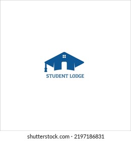 graduation cap lodge home vector logo template