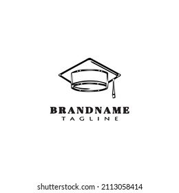 graduation cap logo cartoon design template icon black modern isolated vector