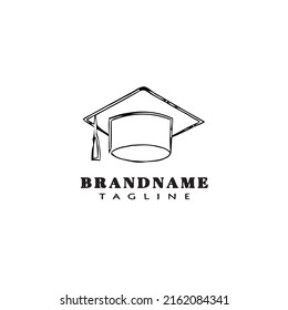 logotipo de la tapa de graduación caricatura plantilla de diseño icono negro vector aislado