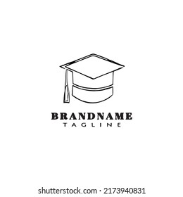 logotipo de la tapa de graduación caricatura plantilla de diseño icono negro vector aislado