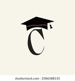 Graduation Cap Logo Design Featuring Letter C with Modern Aesthetic