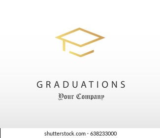 Graduation cap logo design design template gold