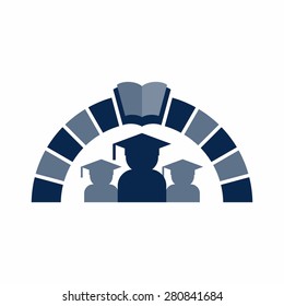 Graduation Cap Logo. Education Icon Template Vector. Keystone Logo.