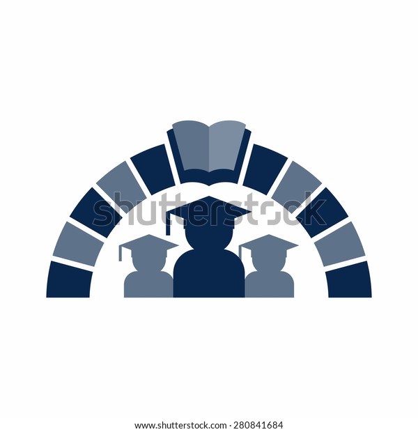 Graduation cap logo. education icon template\
vector. keystone\
logo.