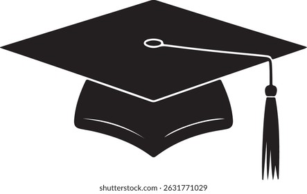 graduation cap logo silhouette icon vector illustration