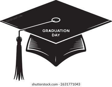 graduation cap logo silhouette icon vector illustration