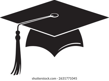 graduation cap logo silhouette icon vector illustration