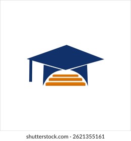 Logotipo da tampa da graduação com escadas - Educação, aprendizagem e conceito de sucesso acadêmico