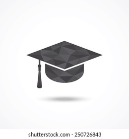 Graduation cap. Low poly design.