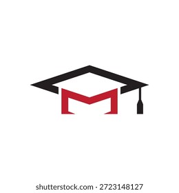 Graduation cap with M letter initial logo