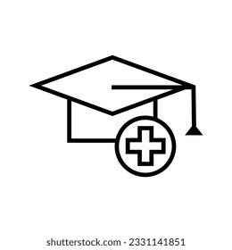 graduation cap with medical symbol, icon vector