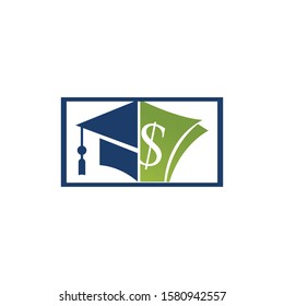 Graduation Cap Money Icon Vector Design. Scholarship logo concept design.	