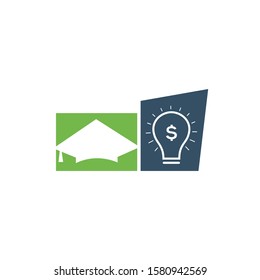 Graduation Cap Money Icon Vector Design. Scholarship logo concept design.	
