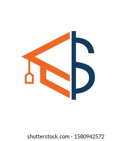 Graduation Cap Money Icon Vector Design. Scholarship logo concept design.	