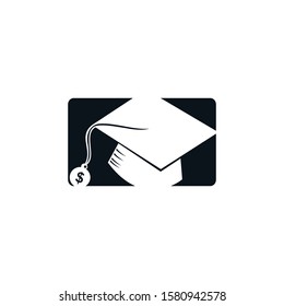Graduation Cap Money Icon Vector Design. Scholarship logo concept design.	