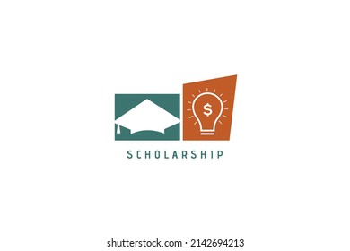 Graduation Cap Money Icon Vector Design. Scholarship logo concept design. Bulb shape logo design icon.